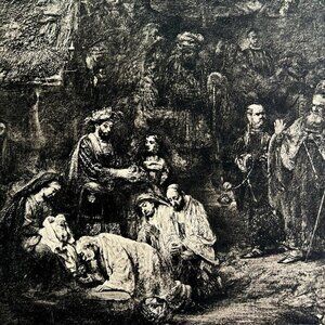Rembrandt 1944 Adoration Of The Magi Gravure Style Religious Phaidon Print DWU9